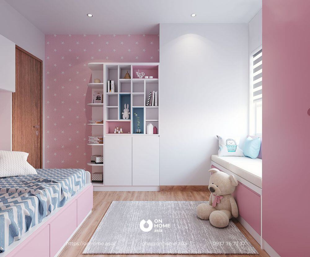 Căn hộ The View: Nội thất phòng ngủ bé gái với màu hồng dễ thương.