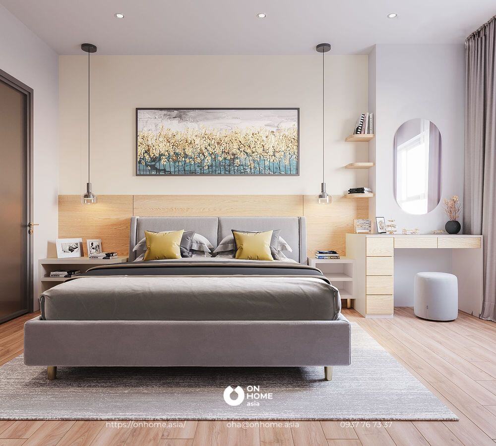 Căn hộ The View: Nội thất phòng ngủ chung cư hiện đại và ấm cúng.