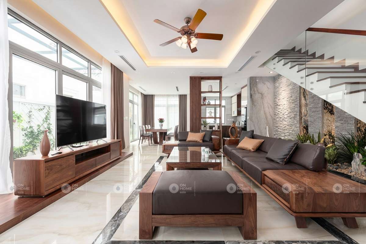 Bố trí bàn ghế phòng khách nhà ống