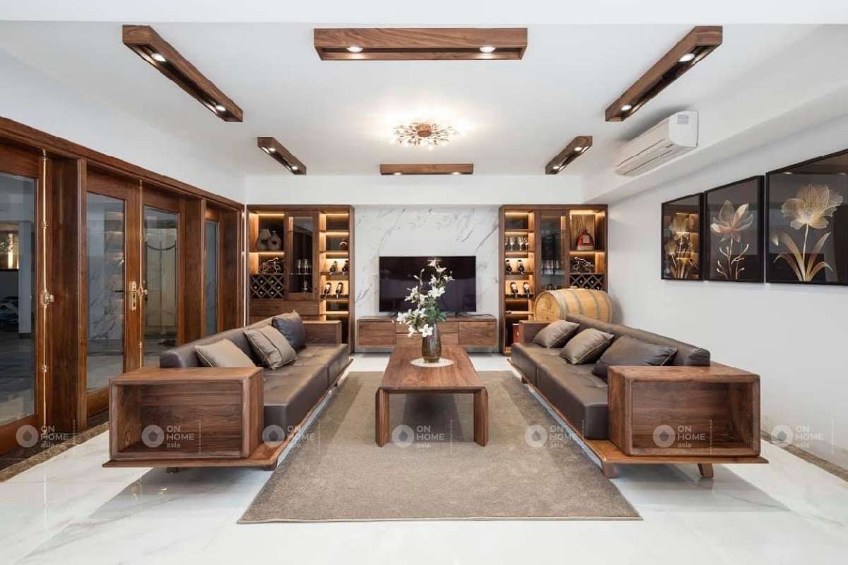 Cách kế bàn ghế gỗ phòng khách hiện đại