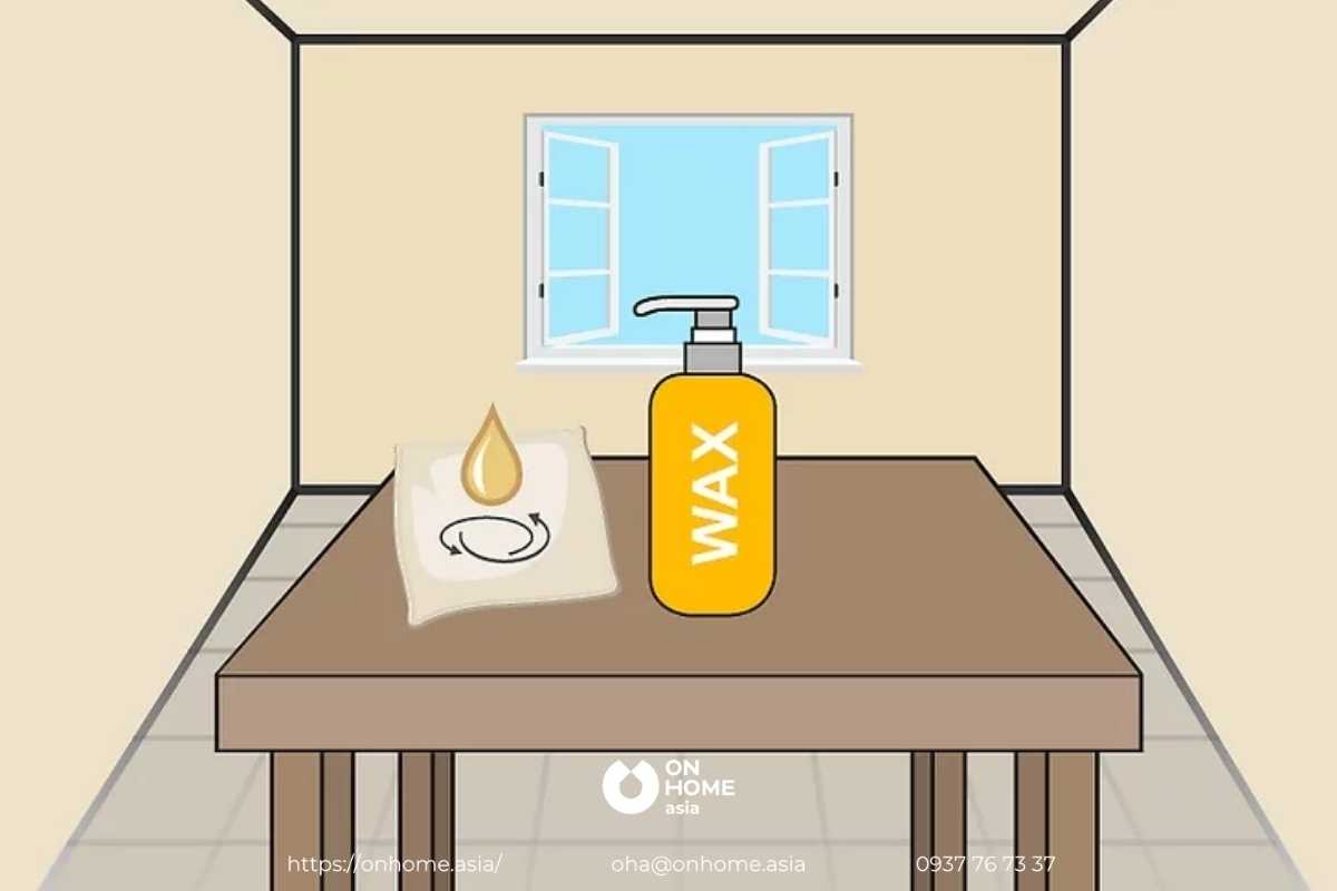 Cho sáp lên khăn vải để vệ sinh đồ nội thất gỗ