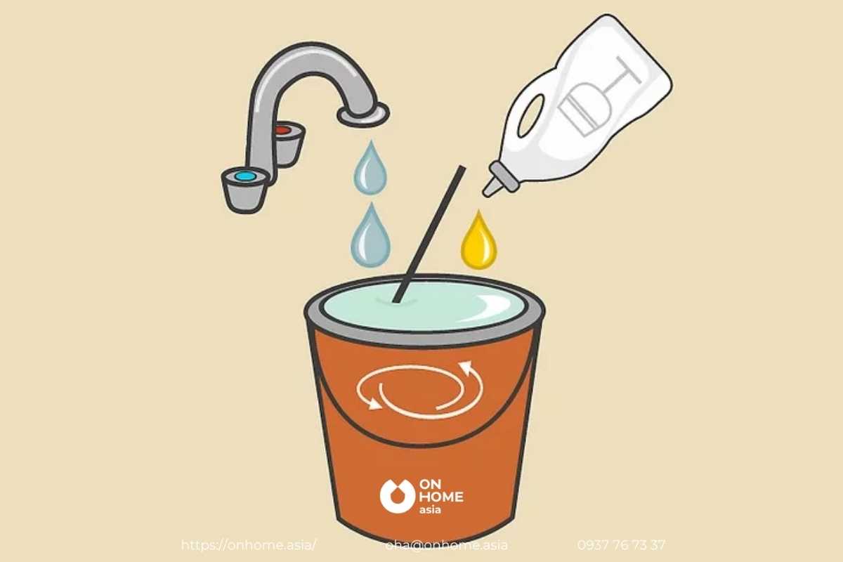 Pha hỗn hợp nước lau đồ nội thất gỗ