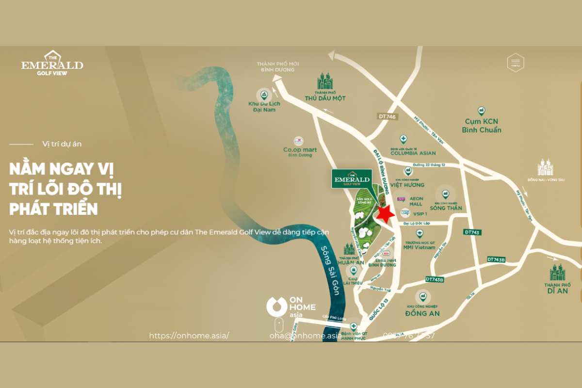 The Emerald Golf View có vị trí vô cùng đắc địa