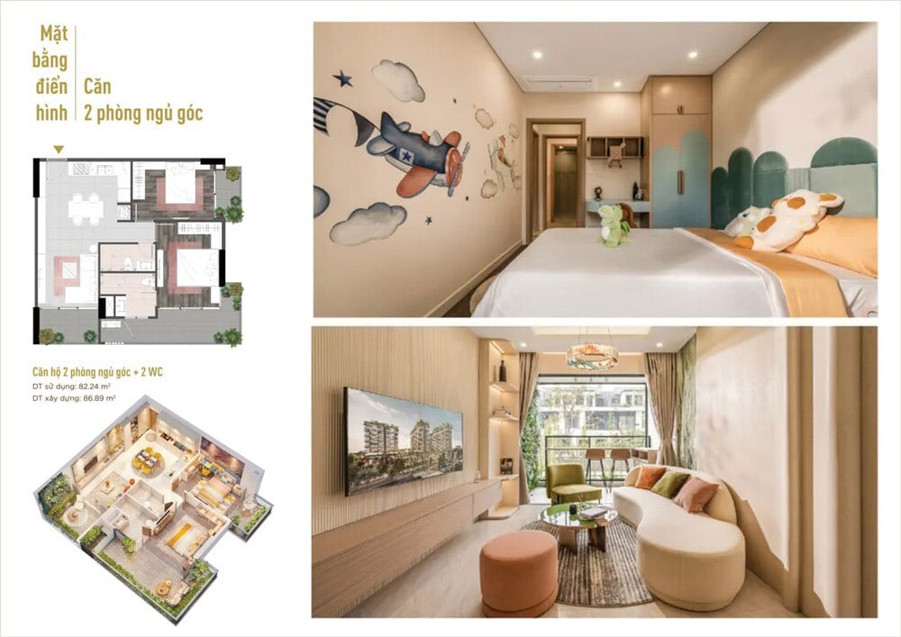 Nội thất nhà mẫu căn hộ 2 phòng ngủ FIATO Uptown