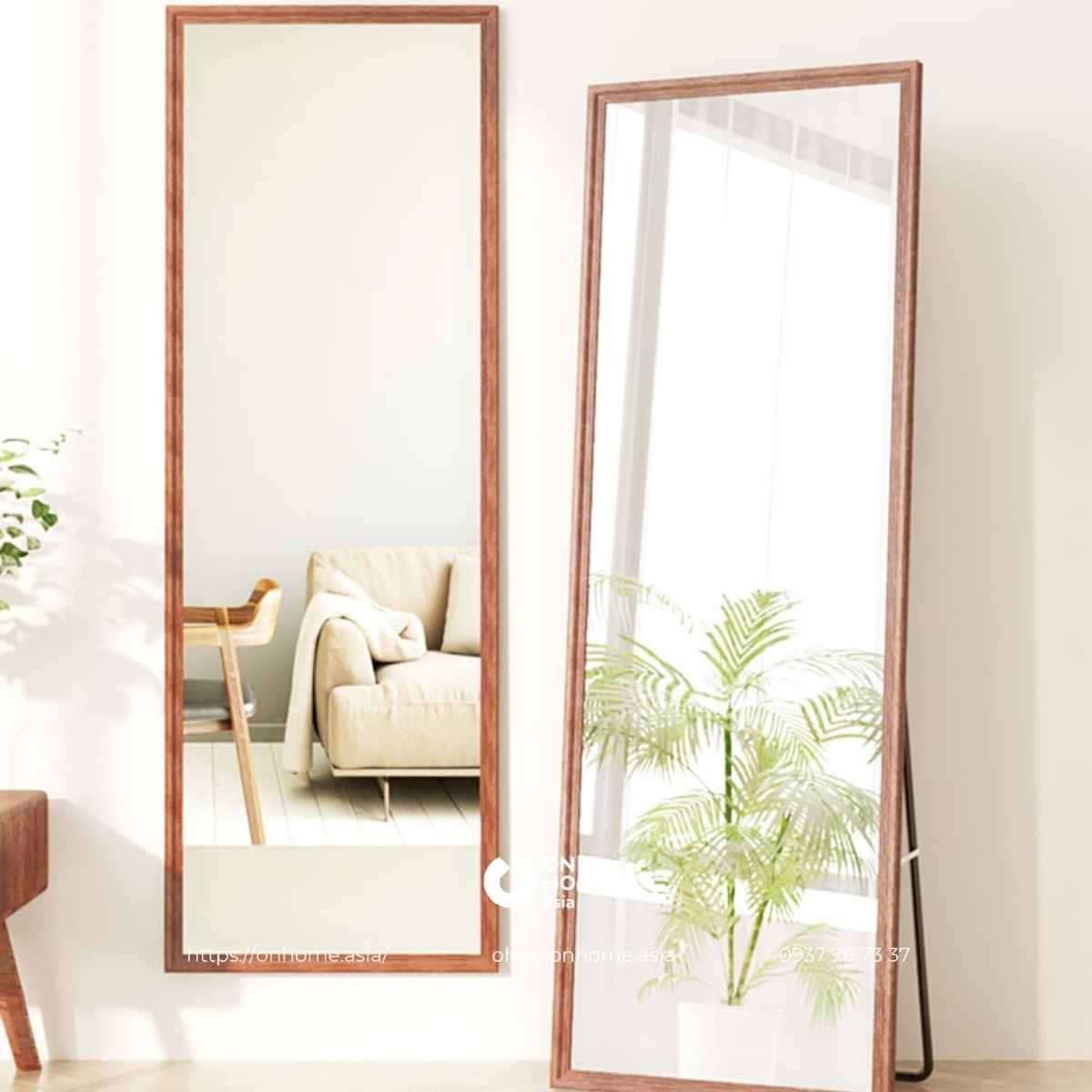 Gương soi hình chữ nhật khung gỗ