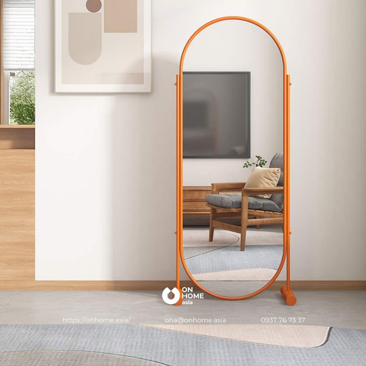 Gương soi hình oval khung gỗ đẹp