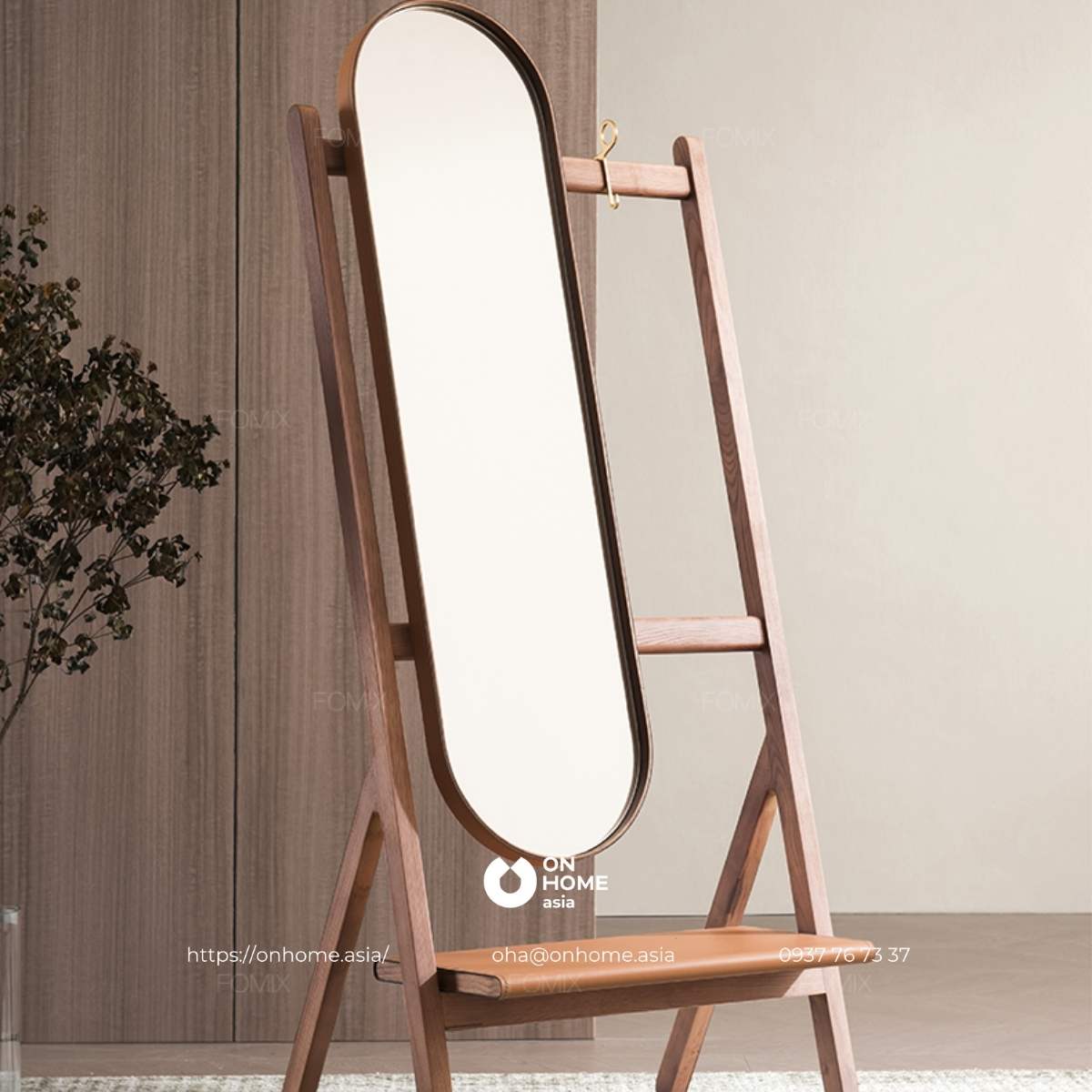 Gương soi toàn thân khung gỗ Óc Chó