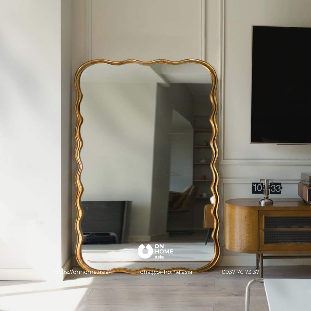 Gương soi toàn thân khung sắt mạ vàng cao cấp