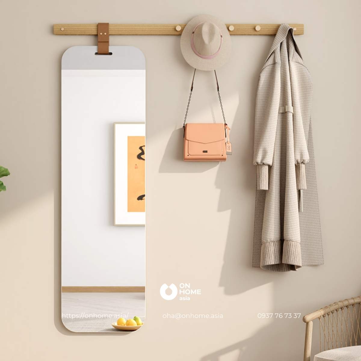 Gương soi kết hợp giá treo quần áo