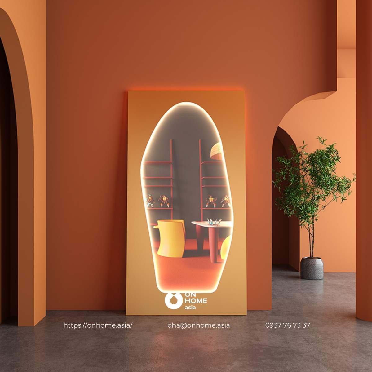 Gương soi toàn thân có đèn thiết kế siêu trendy