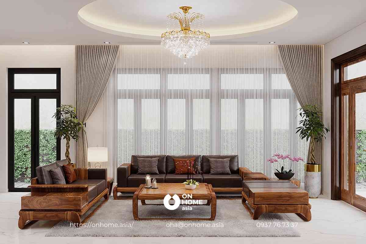 Không gian phòng khách gỗ đẹp