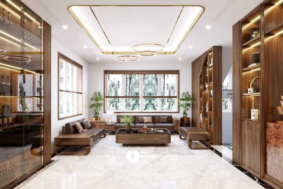 Phòng khách gỗ Óc Chó