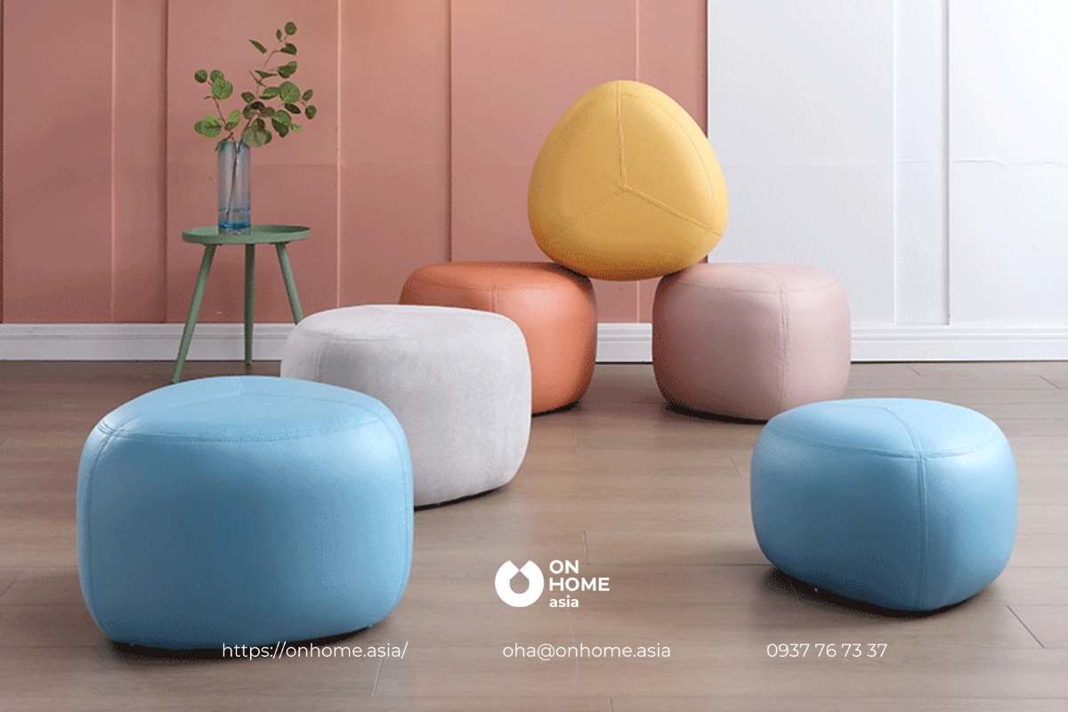 Ghế đôn tròn bằng nỉ cao cấp