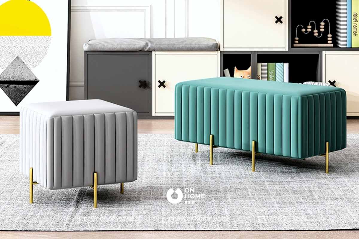 Ghế đôn vuông bằng nỉ cao cấp
