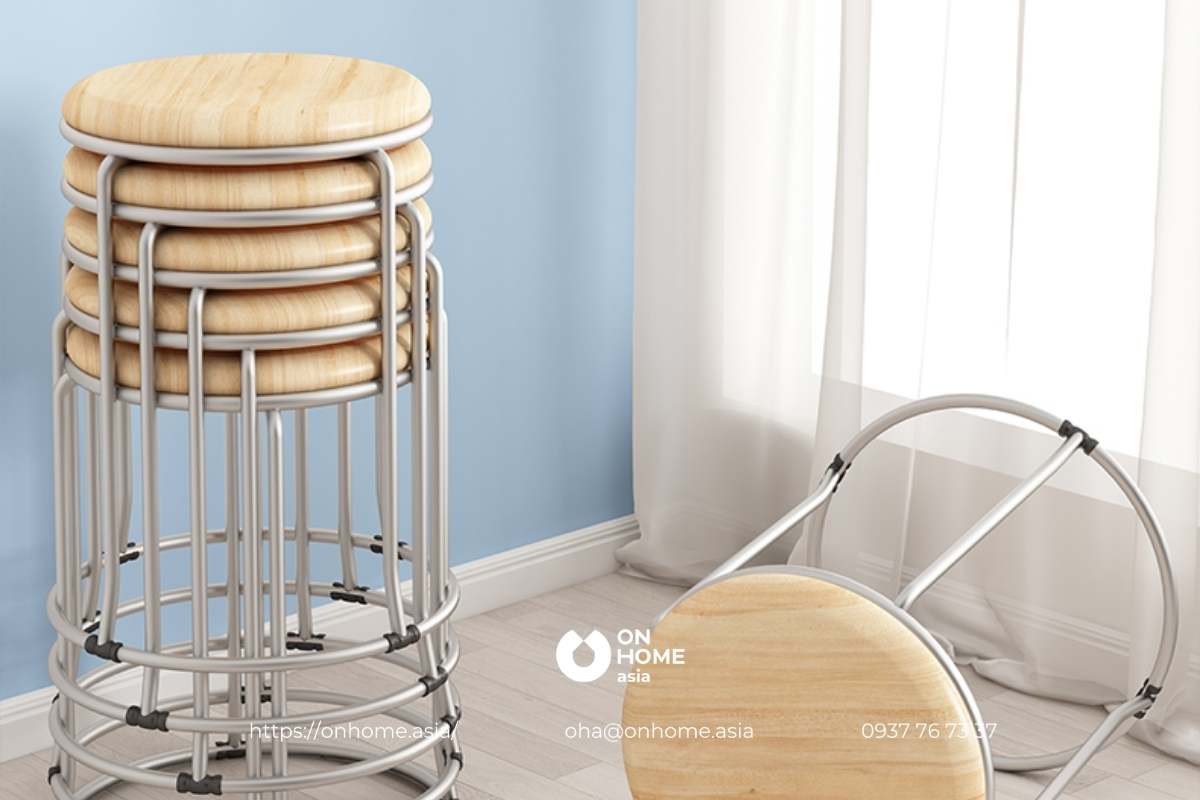 Ghế đôn inox cao tròn