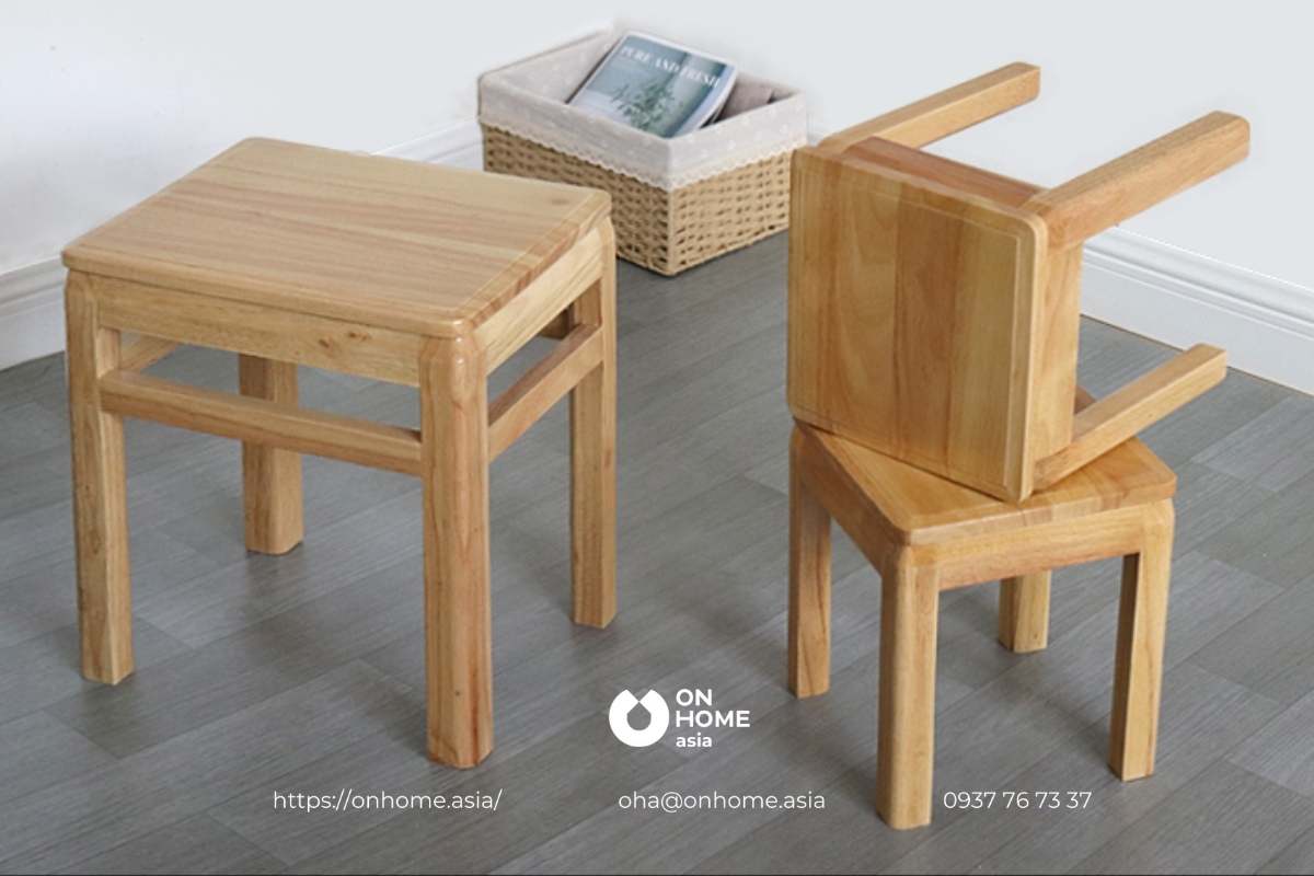 Ghế đôn gỗ vuông đơn giản