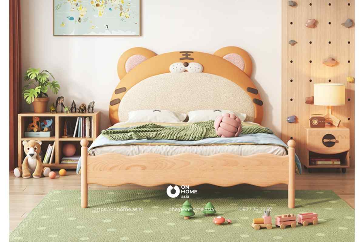 Giường gỗ bé trai hình con hổ dễ thương