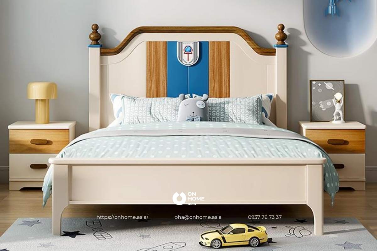 Giường cho bé trai 5 tuổi màu trắng đẹp