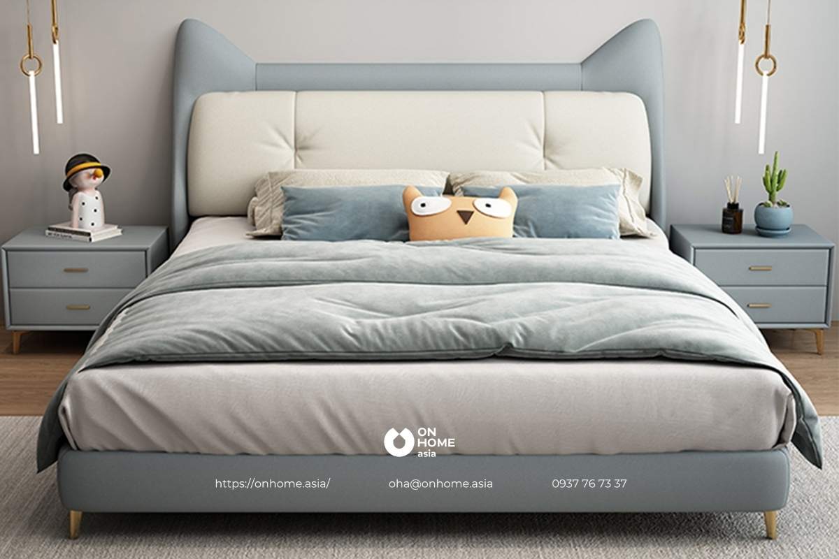 Giường 1m4 màu xám dành cho bé trai
