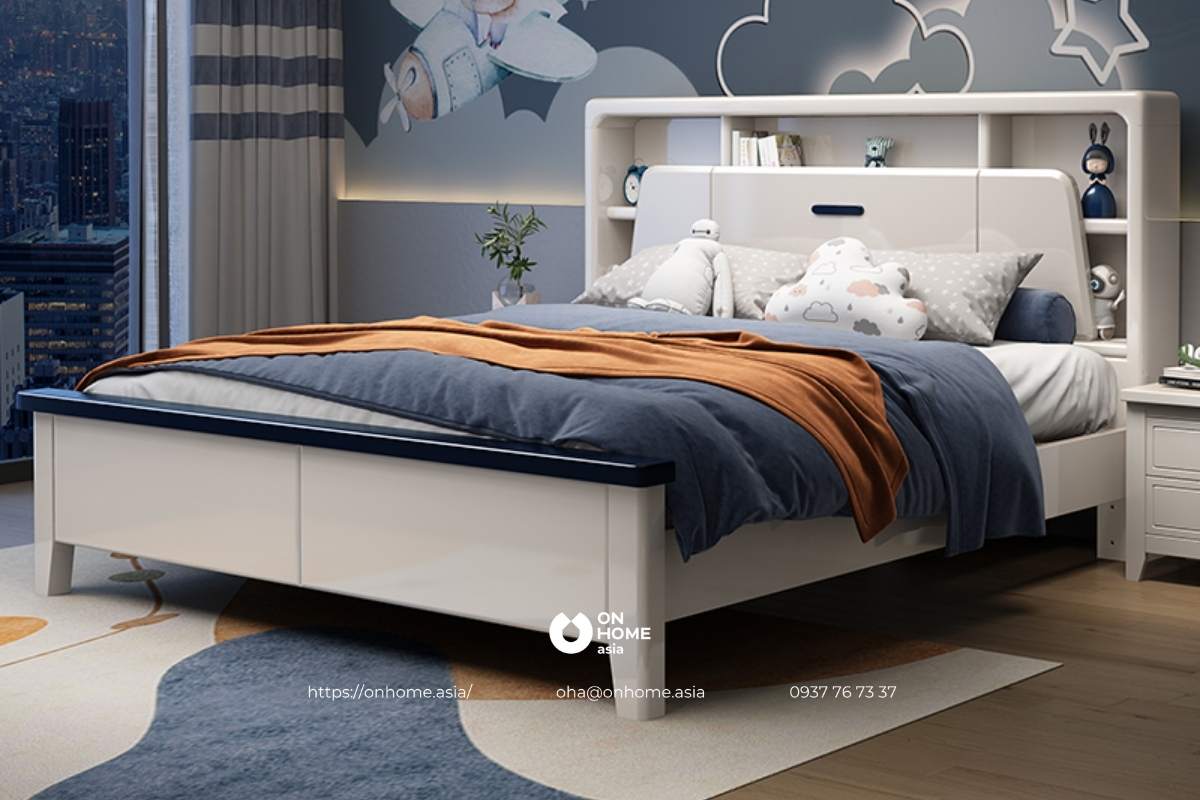 Giường ngủ cho bé trai màu trắng đẹp