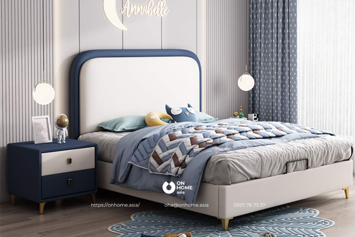 Giường ngủ cho bé trai màu xanh đẹp