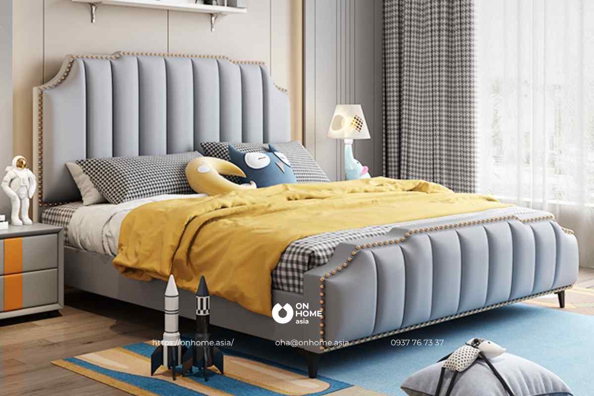 Giường ngủ cho bé trai màu xám cá tính