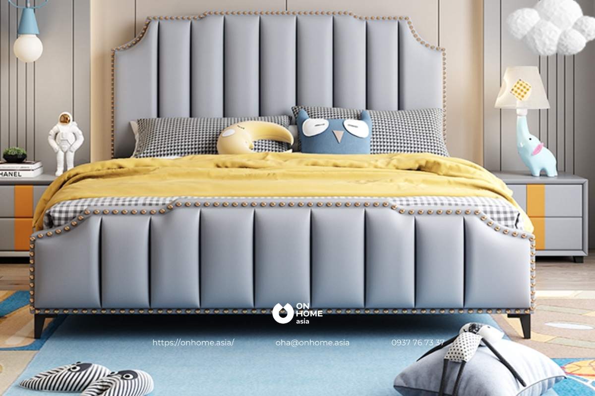 Giường màu xám cho bé trai đẹp