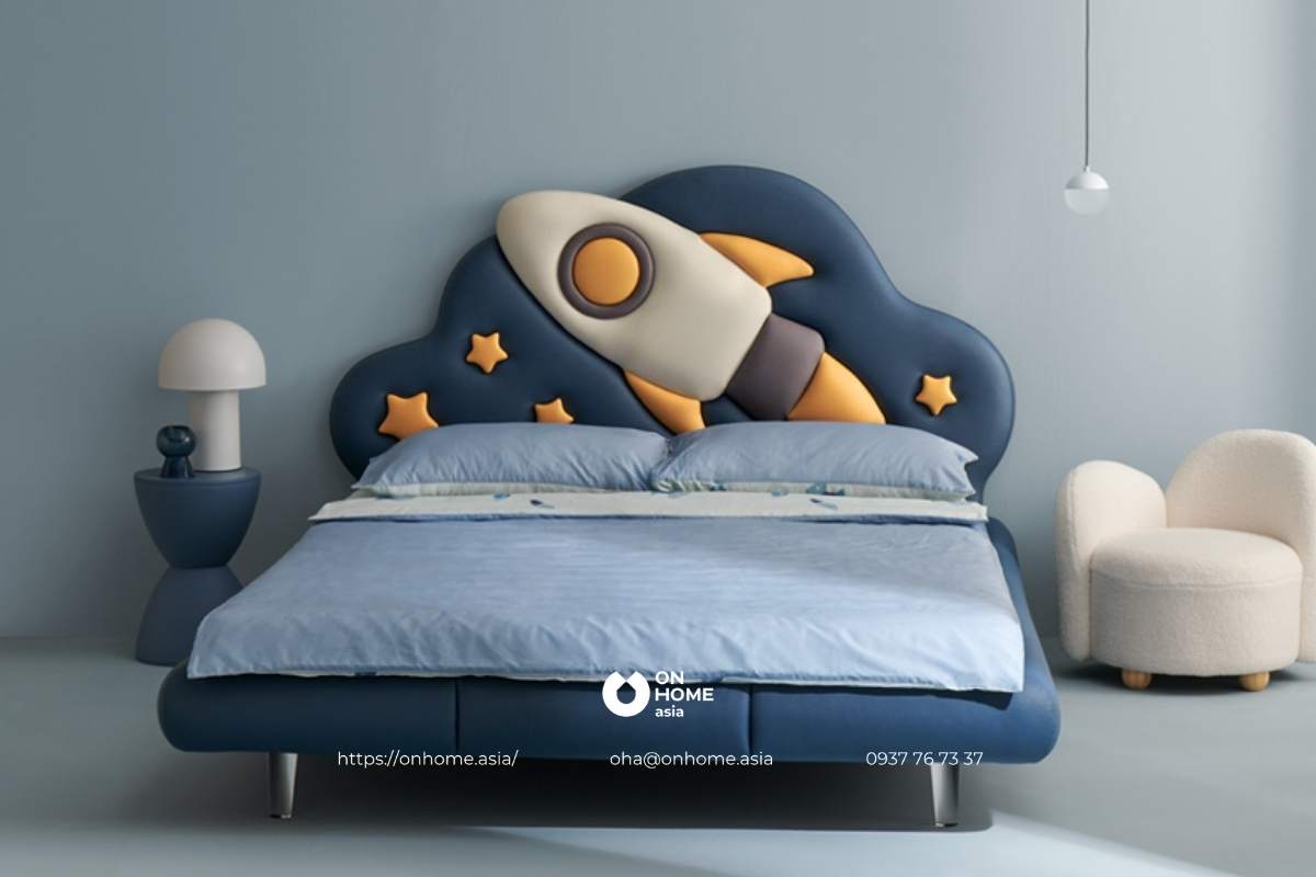 Giường bé trai 5 tuổi màu xanh cực thu hút