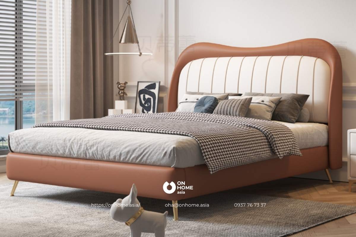 Giường cho bé trai 8 tuổi chất liệu da êm ái