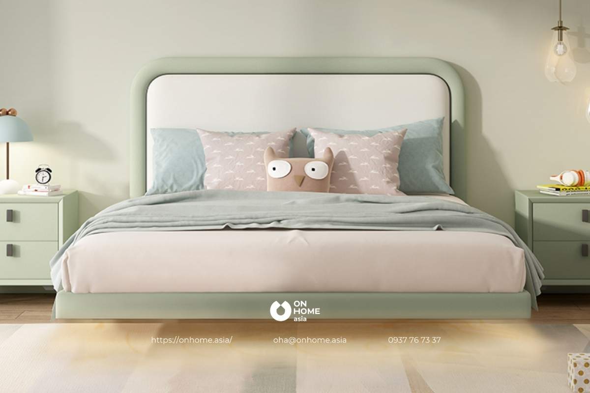 Giường ngủ bé trai màu xanh ấn tượng