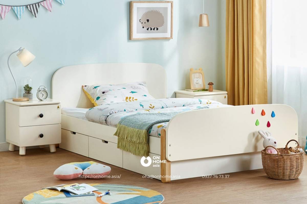 Giường bé trai màu trắng đẹp