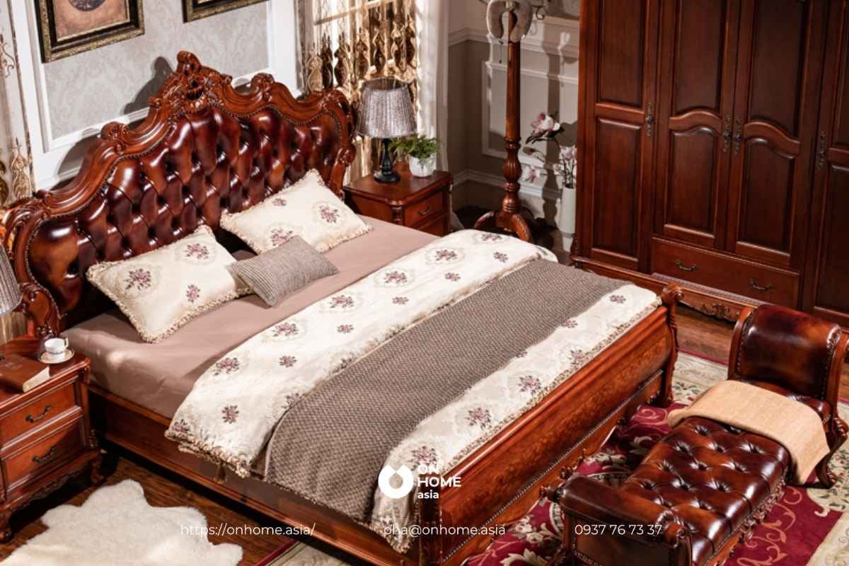 Giường gỗ Óc Chó nổi bật nhất theo phong cách Tân Cổ Điển