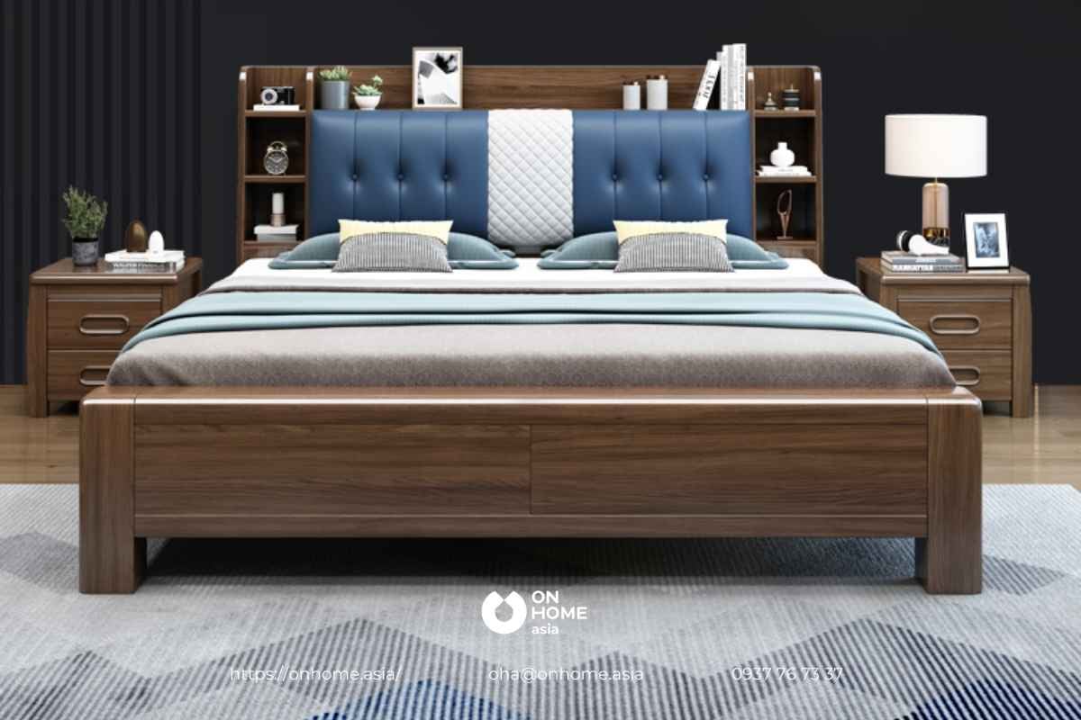 Giường gỗ Óc Chó thông minh theo phong cách hiện đại