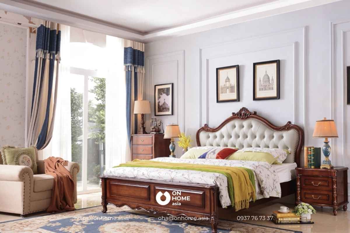 Giường gỗ Óc Chó nổi bật nhất theo phong cách Tân Cổ Điển