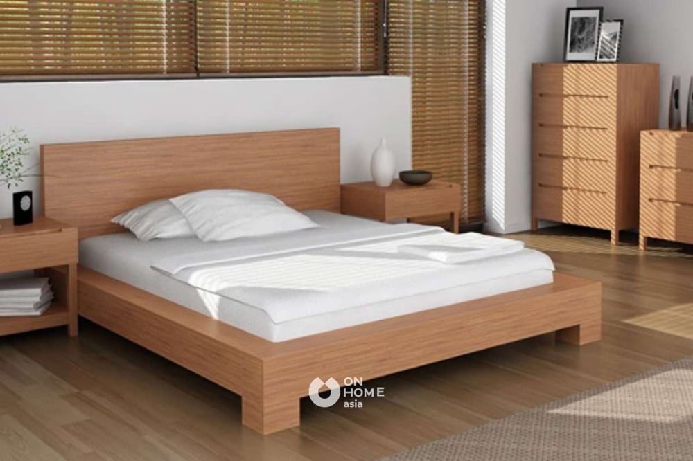 Thiết kế giường ngủ gỗ đơn giản.