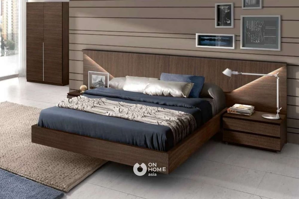 Giường ngủ gỗ, hiện đại tone nâu trầm ấm