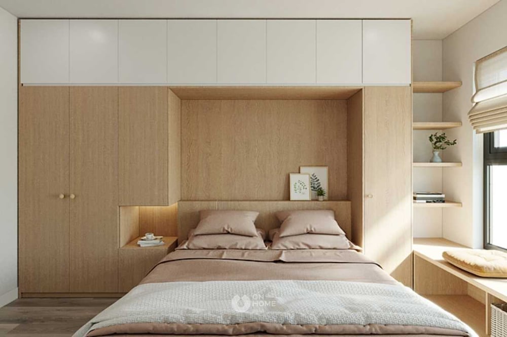 Giường ngủ kết hợp với tủ quần áo thông minh.