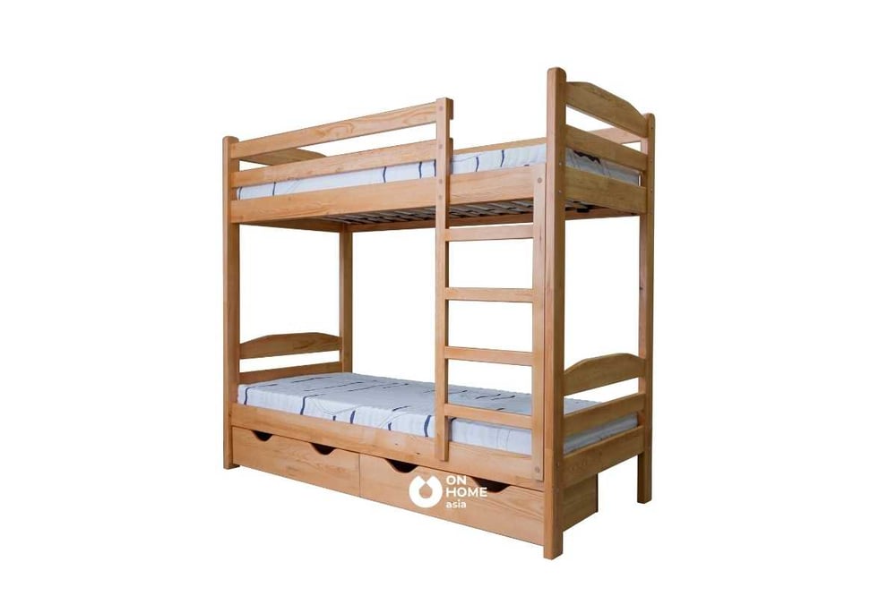 Giường tầng thông minh bằng chất liệu gỗ.