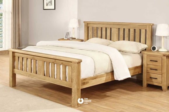 Giường ngủ 1m2 bằng gỗ sồi đẹp