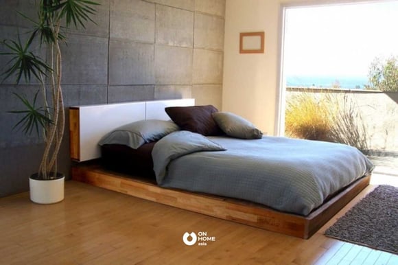 Giường ngủ bệt 1m4 bằng gỗ đơn giản