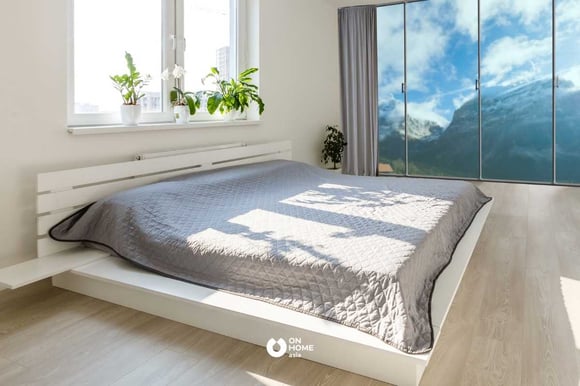 Giường ngủ 2m bằng gỗ công nghiệp màu trắng