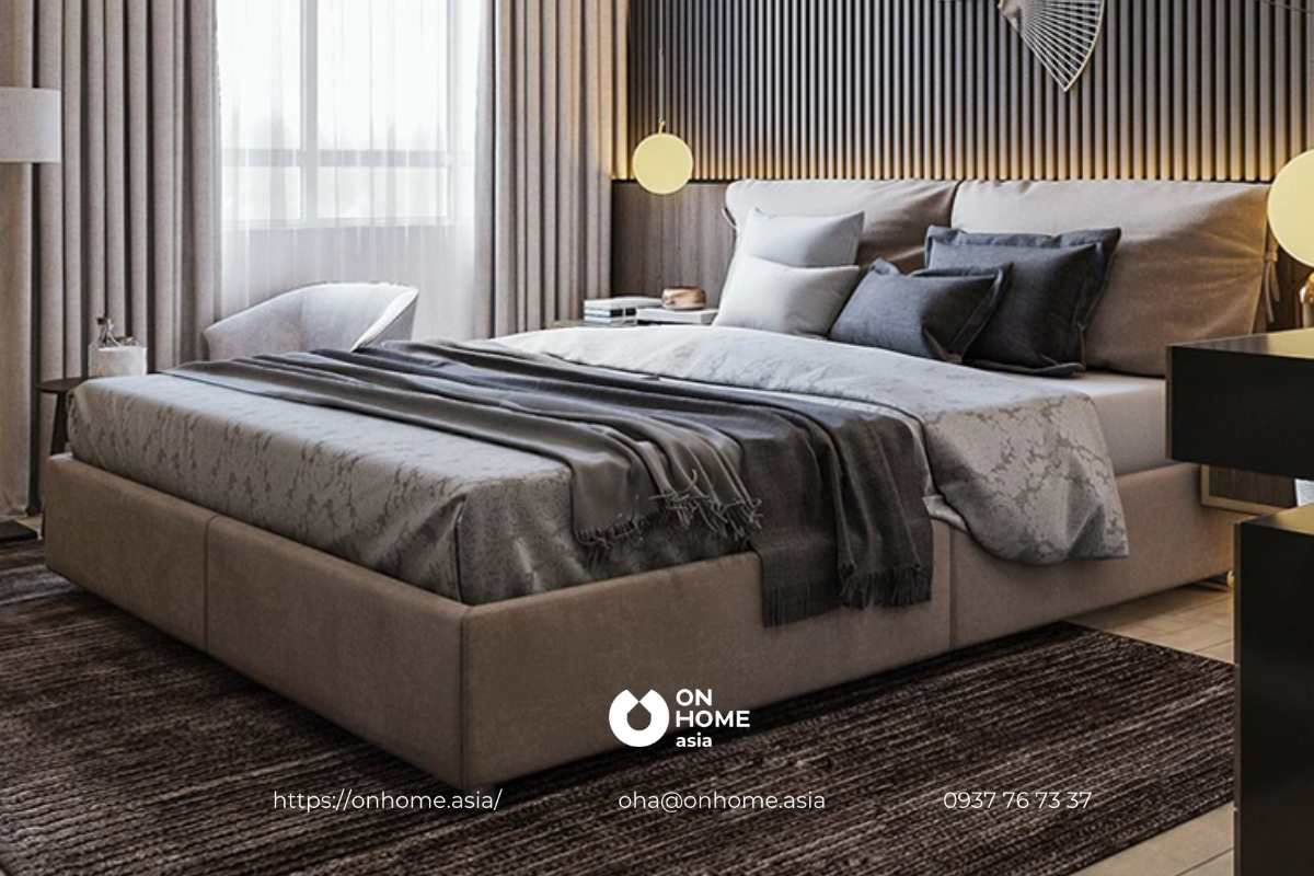 Giường ngủ đơn giản bọc nỉ cao cấp