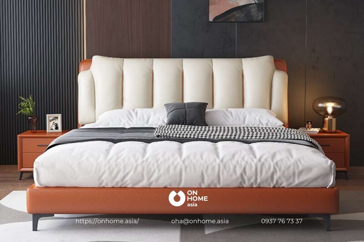Giường ngủ bọc da hiện đại, đơn giản