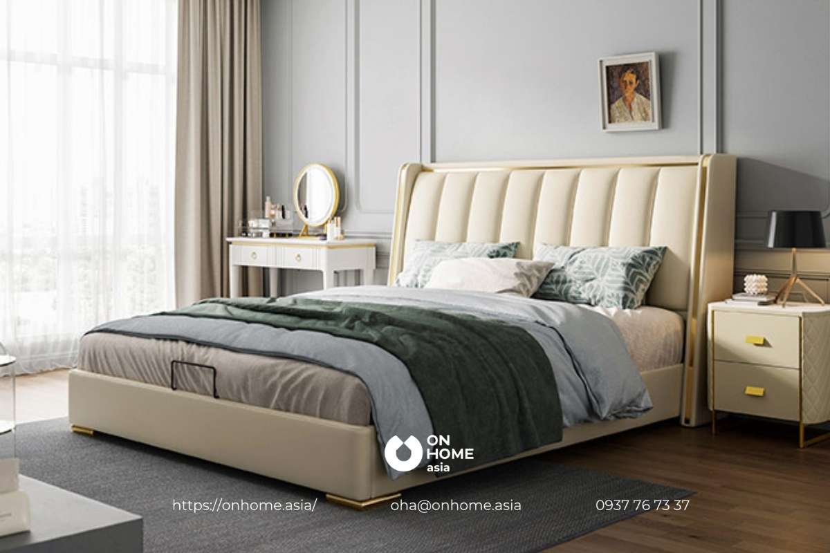 Giường ngủ hiện đại, cao cấp bọc nỉ mềm mại