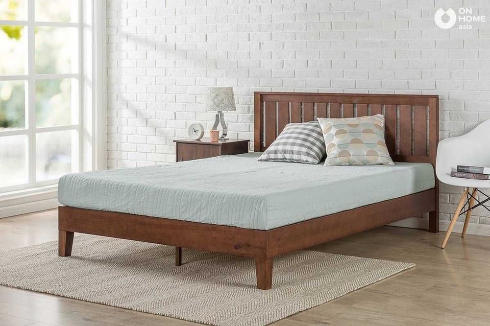 Giường ngủ được làm từ gỗ tự nhiên với độ an toàn