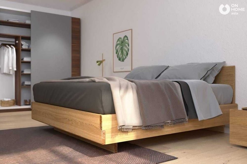 Giường ngủ thích hợp với những gam màu tối giản