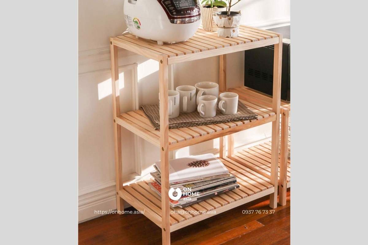 Kệ phòng ngủ đa năng bằng gỗ đơn giản mà đẹp