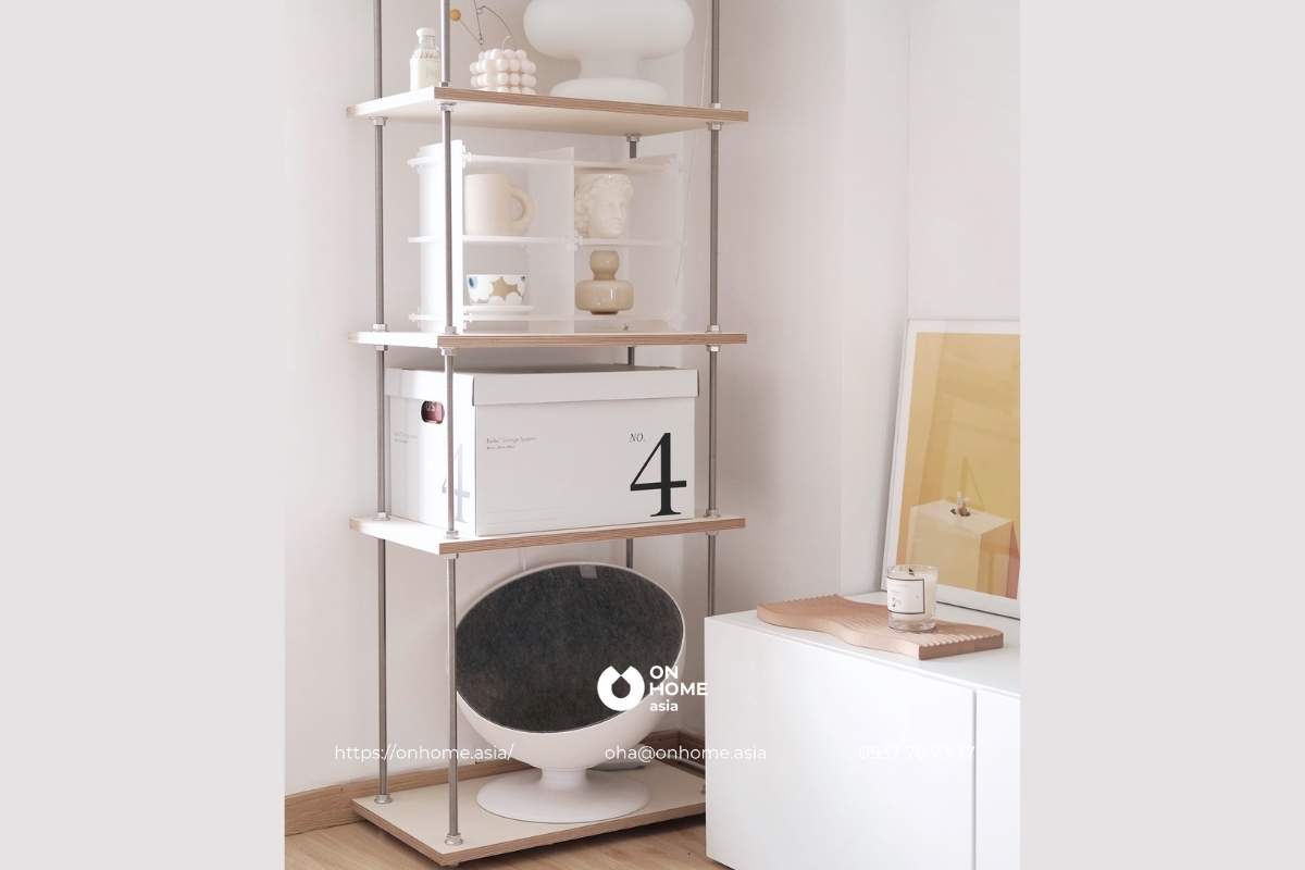 Kệ đa năng 5 tầng bằng sắt màu trắng đẹp