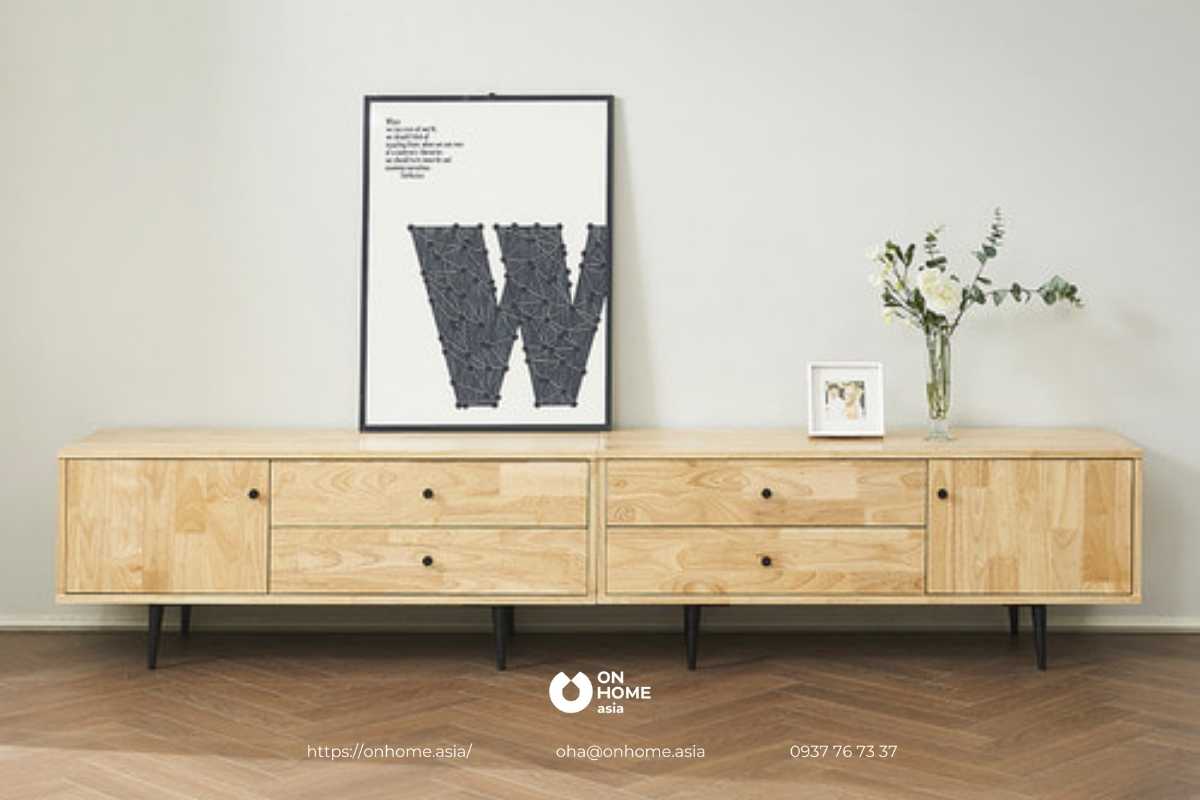 Mẫu tủ tivi bằng gỗ tự nhiên đơn giản