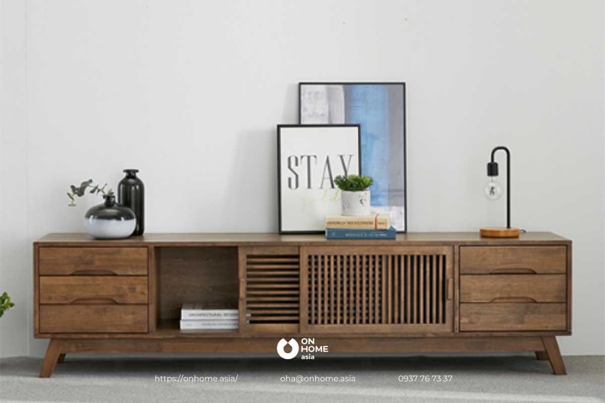 Kệ tivi bằng gỗ tự nhiên thiết kế đơn giản
